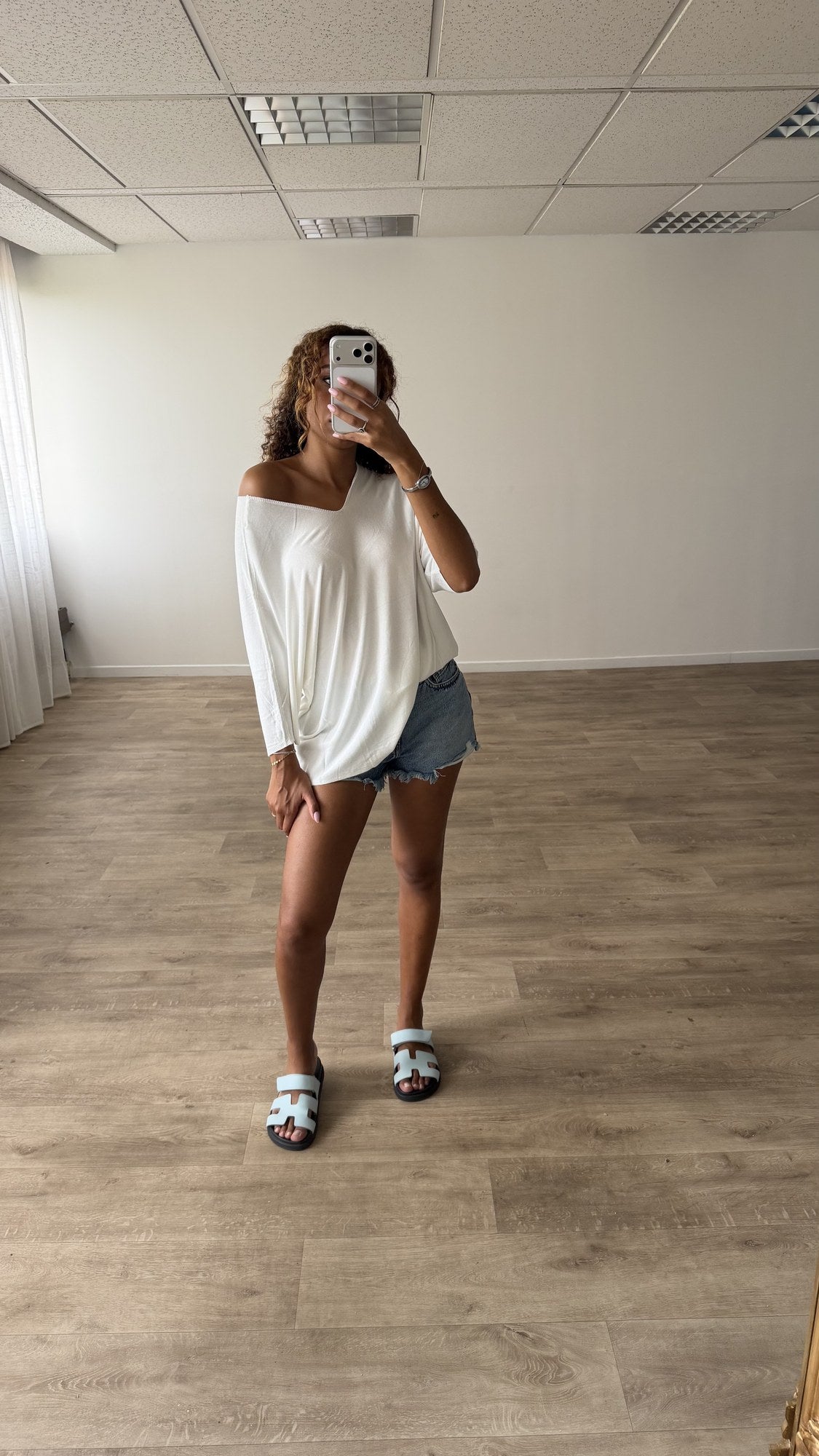 Top fluide oversize Blanc - plein pied
