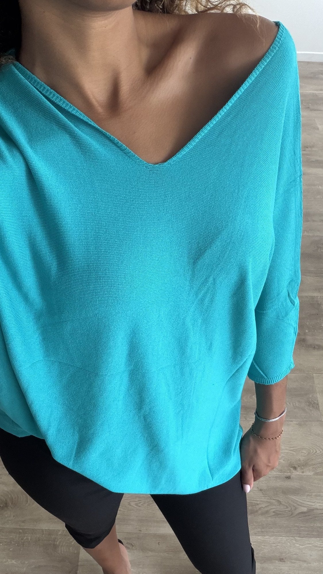 Top fluide oversize Bleu - détail