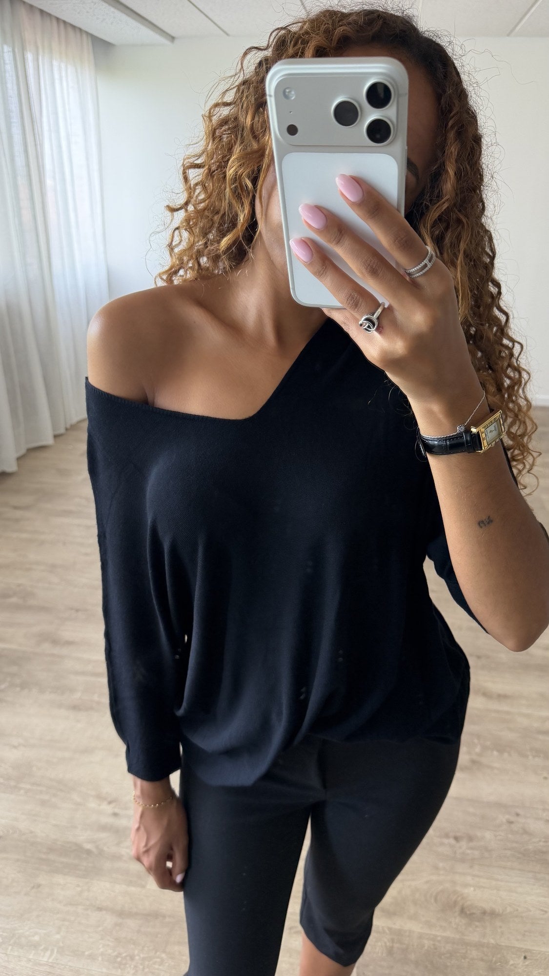 Top fluide oversize Noir - détail