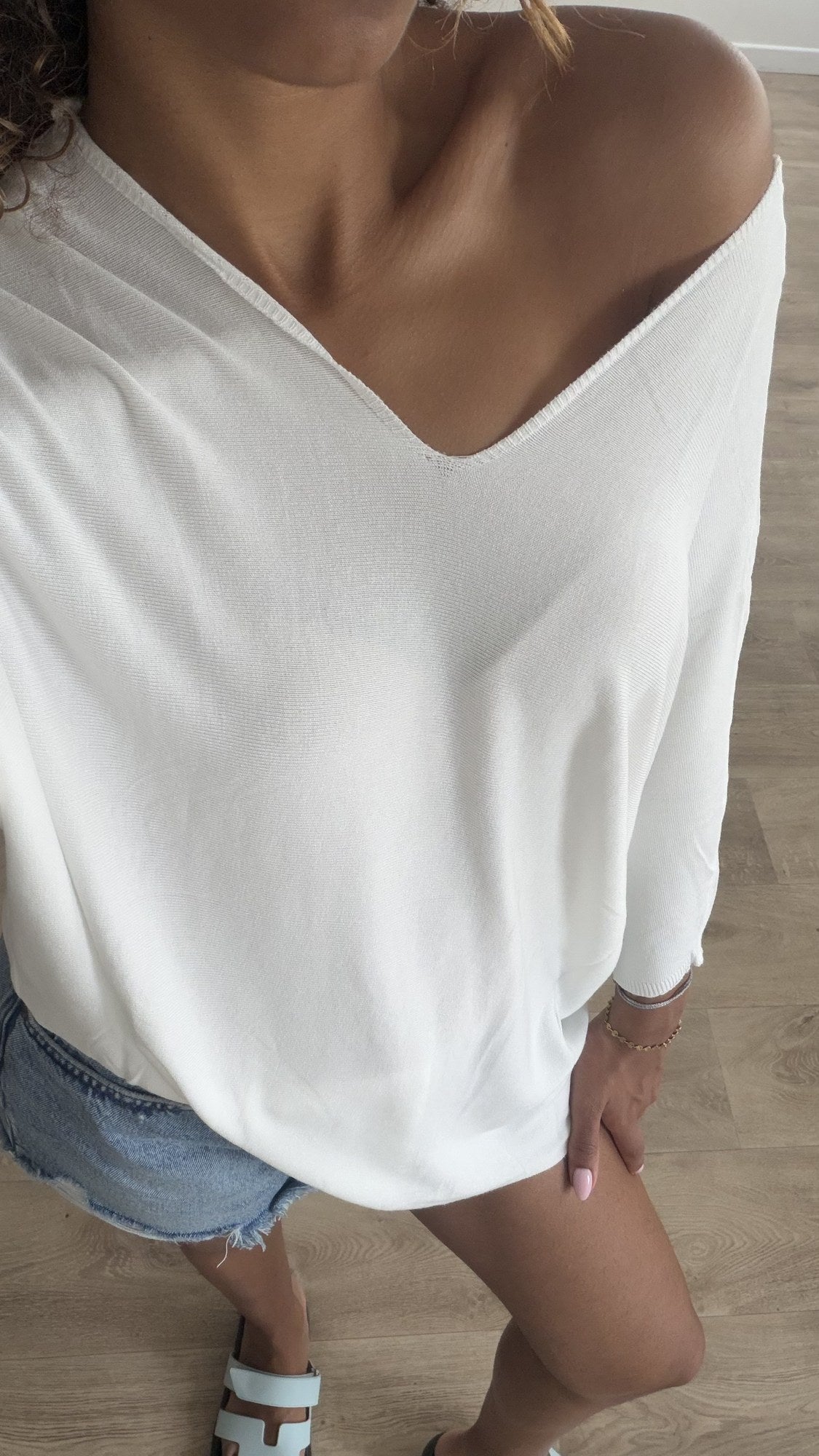 Top fluide oversize Blanc - détail