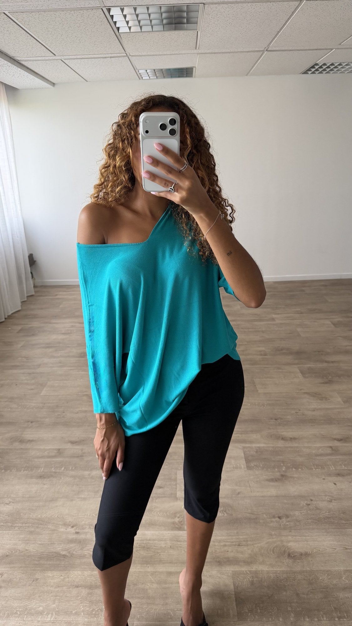 Top fluide oversize Bleu - plein pied