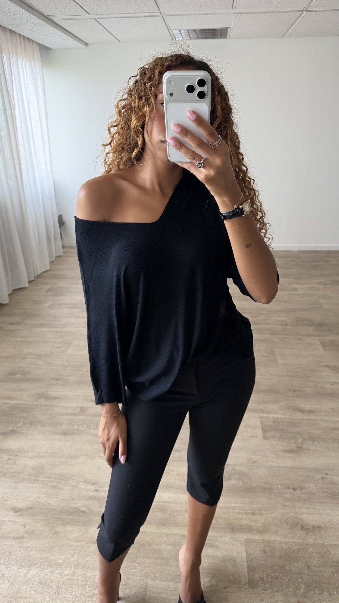 Top fluide oversize Noir - plein pied