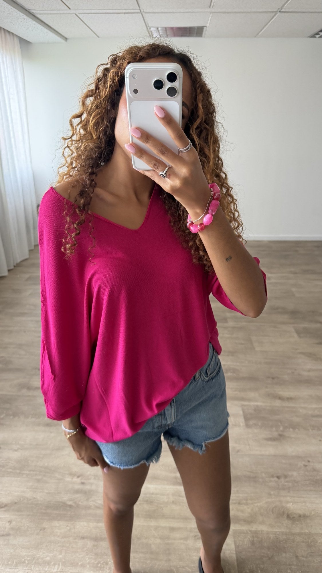 Top fluide oversize Rose fuchsia - plein pied
