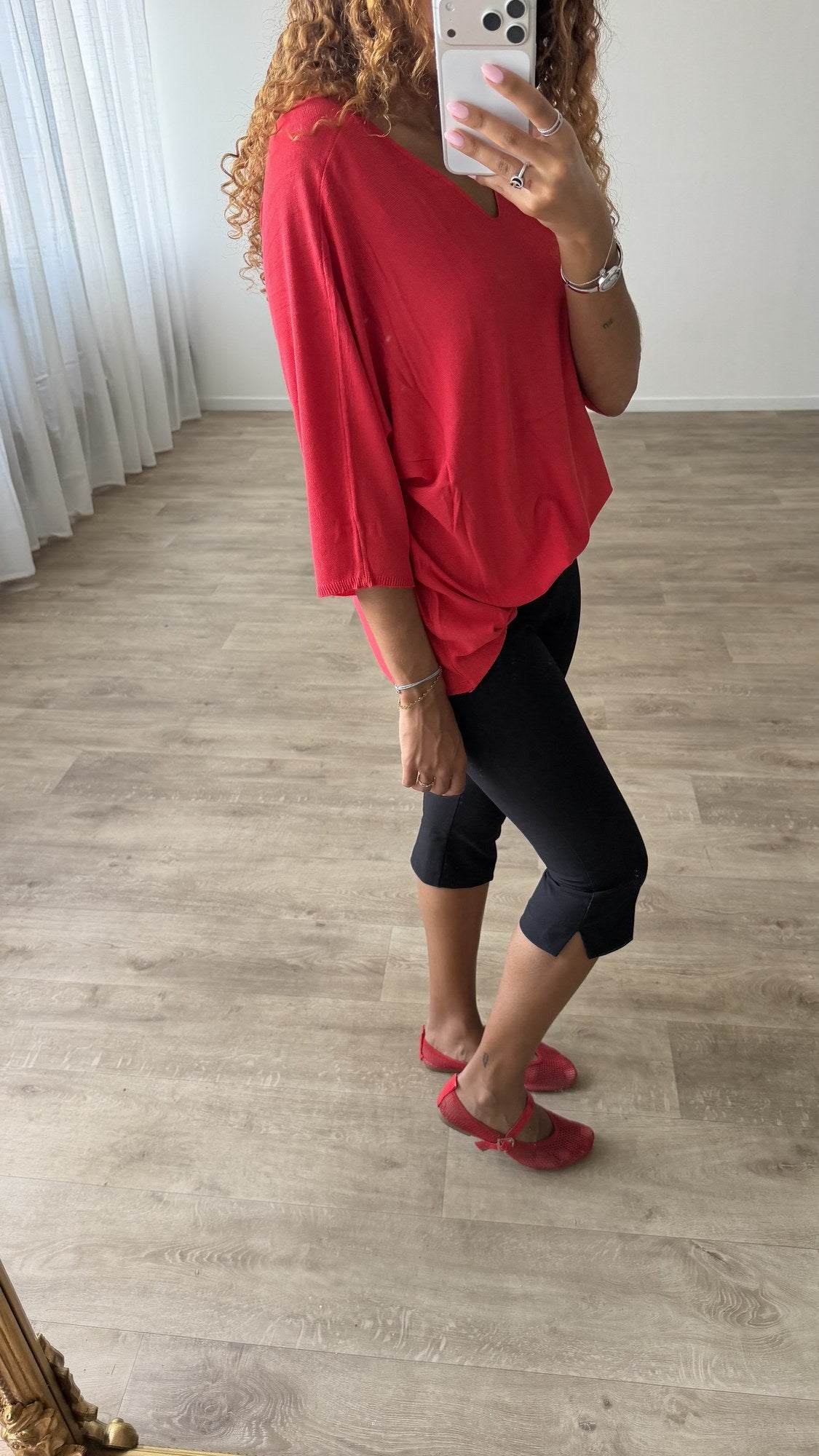 Top fluide oversize Rouge - plein pied
